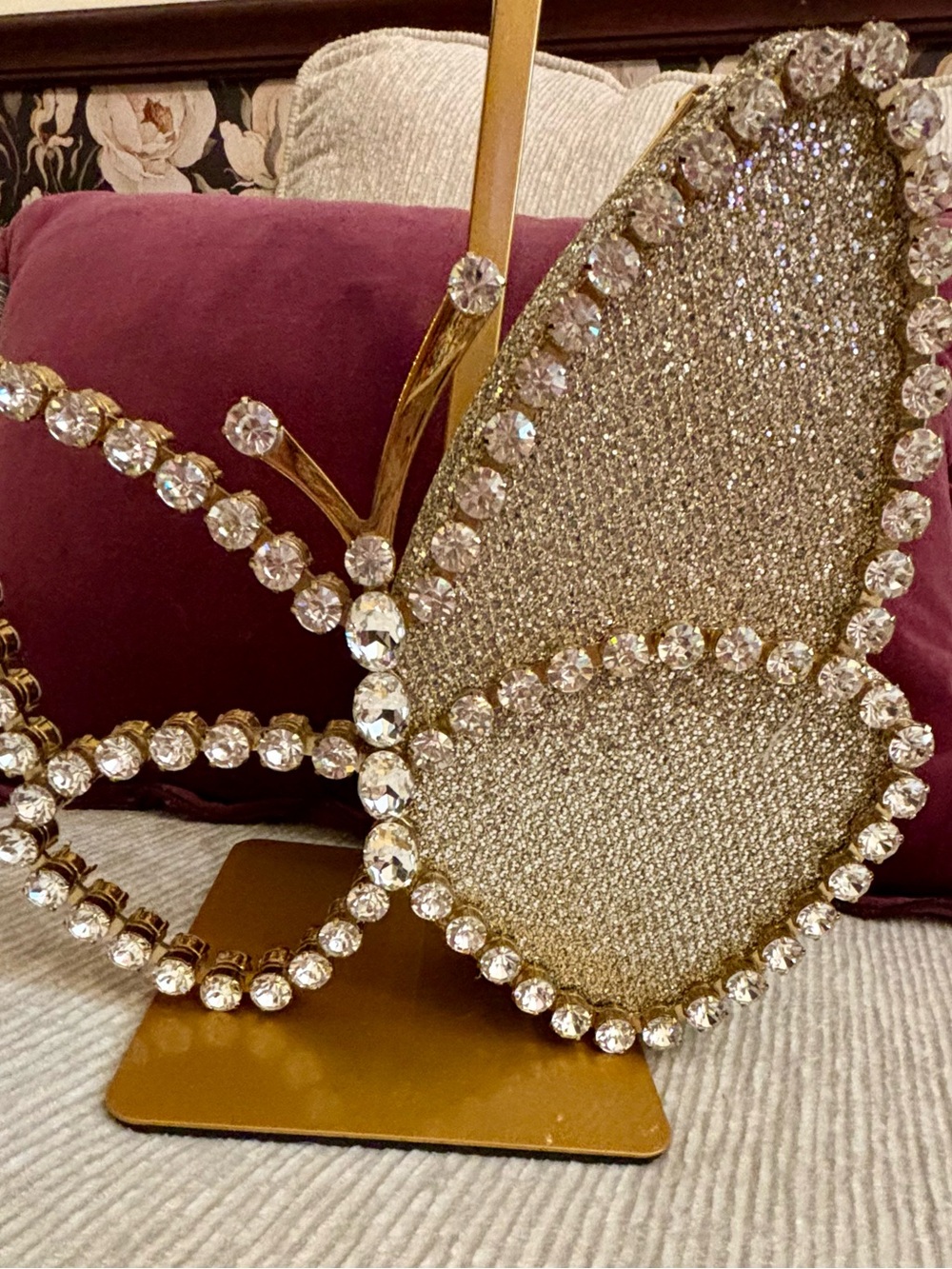 L’alingi Gold Crystal Butterfly Clutch Evening Bag Bridal Red Carpet - Picture 7 of 10